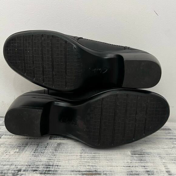 Clarks Emily Amelia Black Leather Loafer Pump Women’s Sz 7.5M Comfort Shoe - Picture 11 of 13